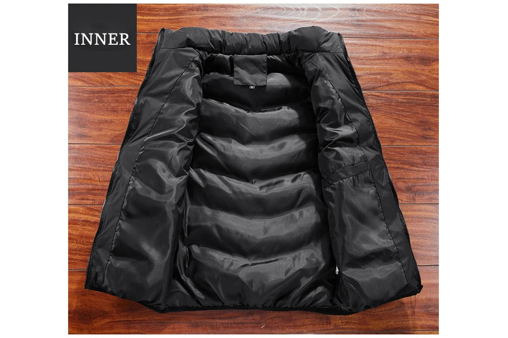 Winter Men's Padded Vest Coats Casual Outdoor Mountain Ski Warm Windbreaker Sleevless Jacket Men Climing Hunting Vests Clothing