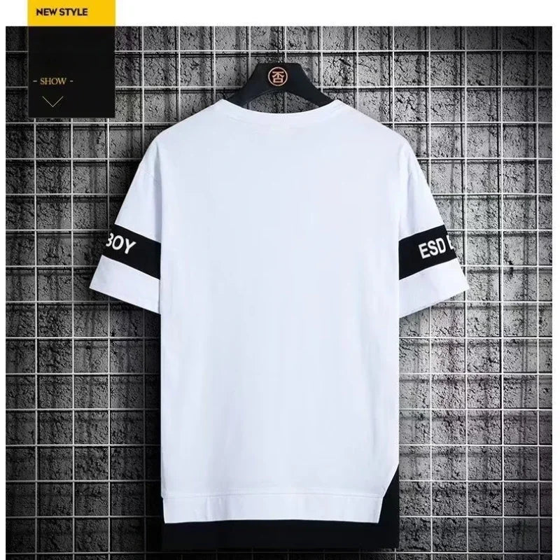 Men's Fashion Casual Set Versatile Youth Round Neck Slim Fit Short sleeved T-shirt+Fashion Sports Pants Two Piece Set for Men