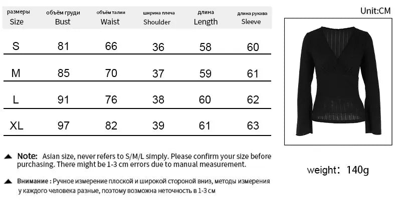 Women's T-shirt Top Spring New Fashion Long Sleeves Tees Black Sexy V-Neck Low Chest Tees Elegant Female Versatile Tees Clothing
