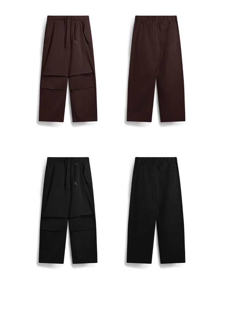 INFLATION Baggy Parachute Pants Streetwear Mens Elastic Waist Washed Cargo Pants Male 100% Cotton Trousers