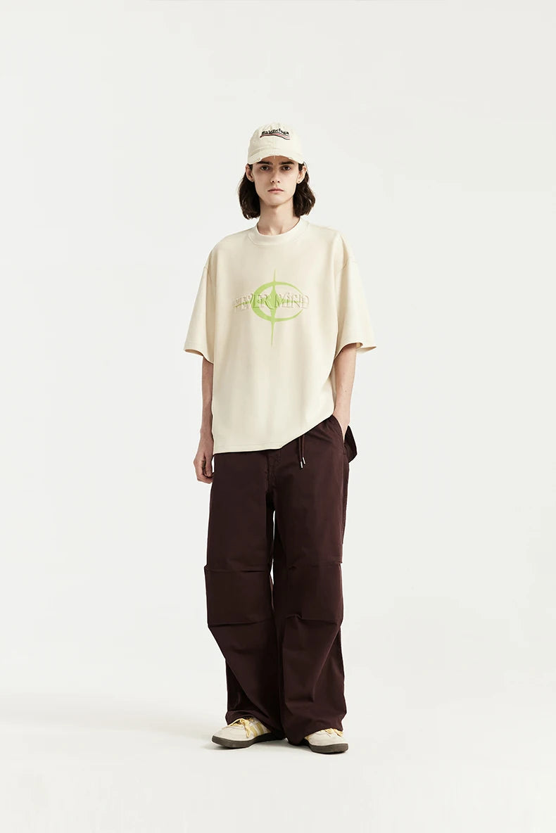 INFLATION Baggy Parachute Pants Streetwear Mens Elastic Waist Washed Cargo Pants Male 100% Cotton Trousers